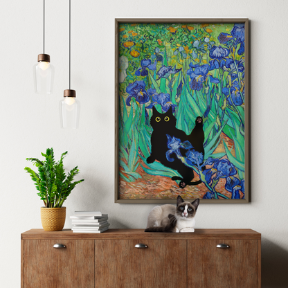 Cat In Van Gogh Irises