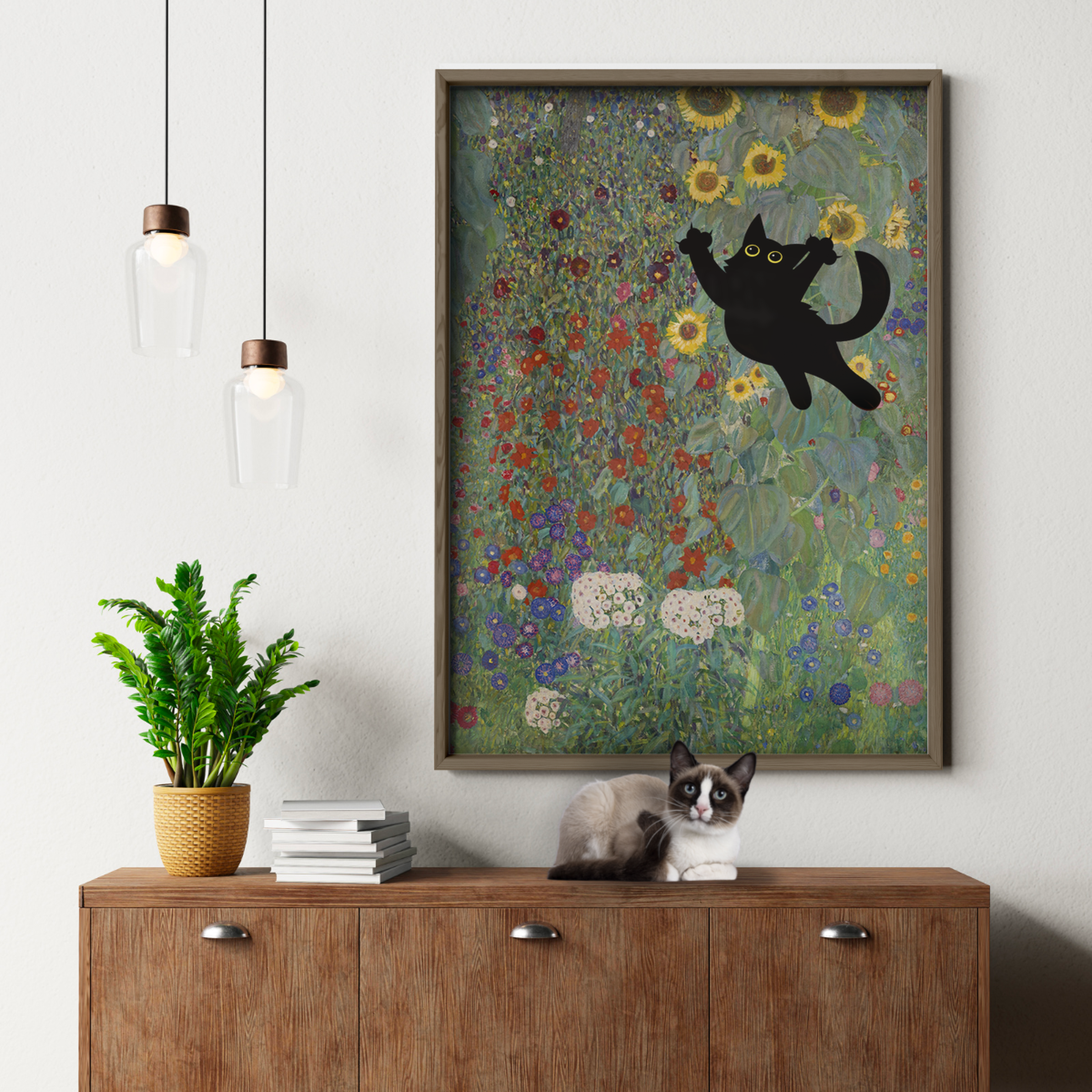 Cat Jump X Klimt Farm Garden With Sunflowers