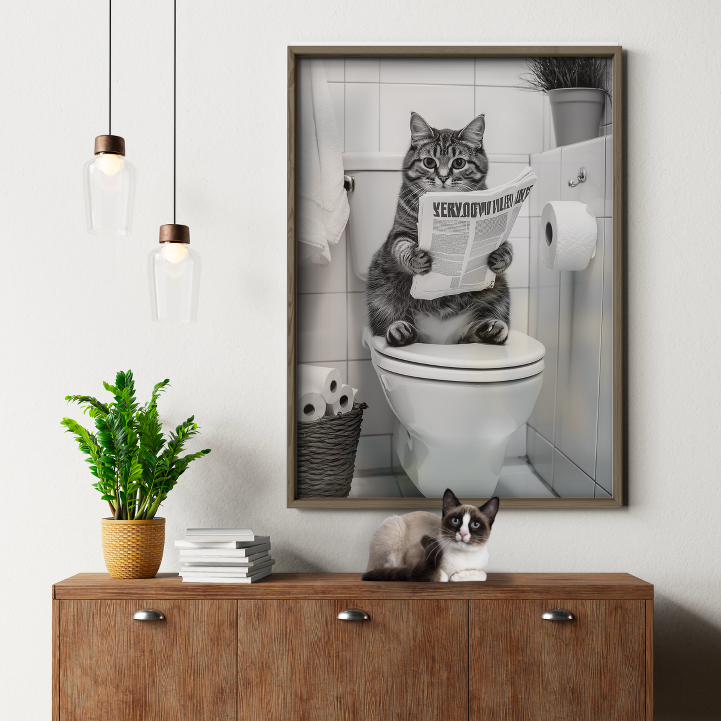 Cozy Cat Newspaper Moment