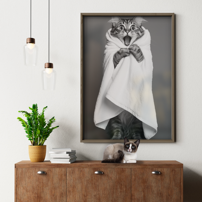 Cozy Cat Wrapped In Towel