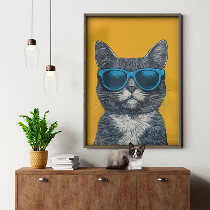 Groovy Cat Blue Glass
