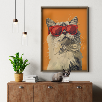 Groovy Cat Red Glass