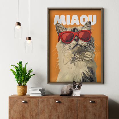 Groovy Cat Red Glass Miaou