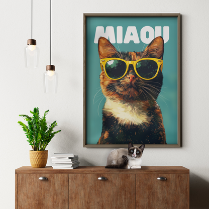 Groovy Cat Yellow Glass Miaou