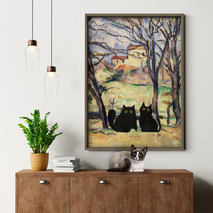 Two Cats In Cezanne Landscape