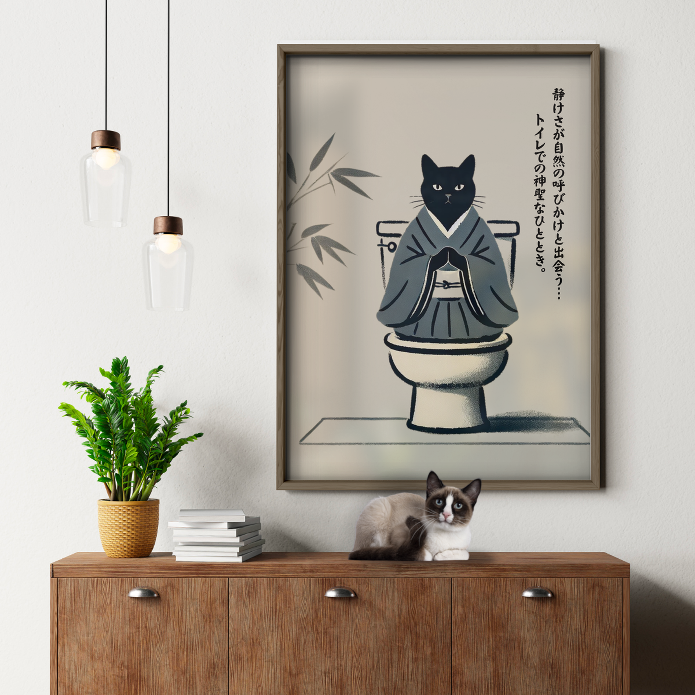 Zen Cat Blue Kimono